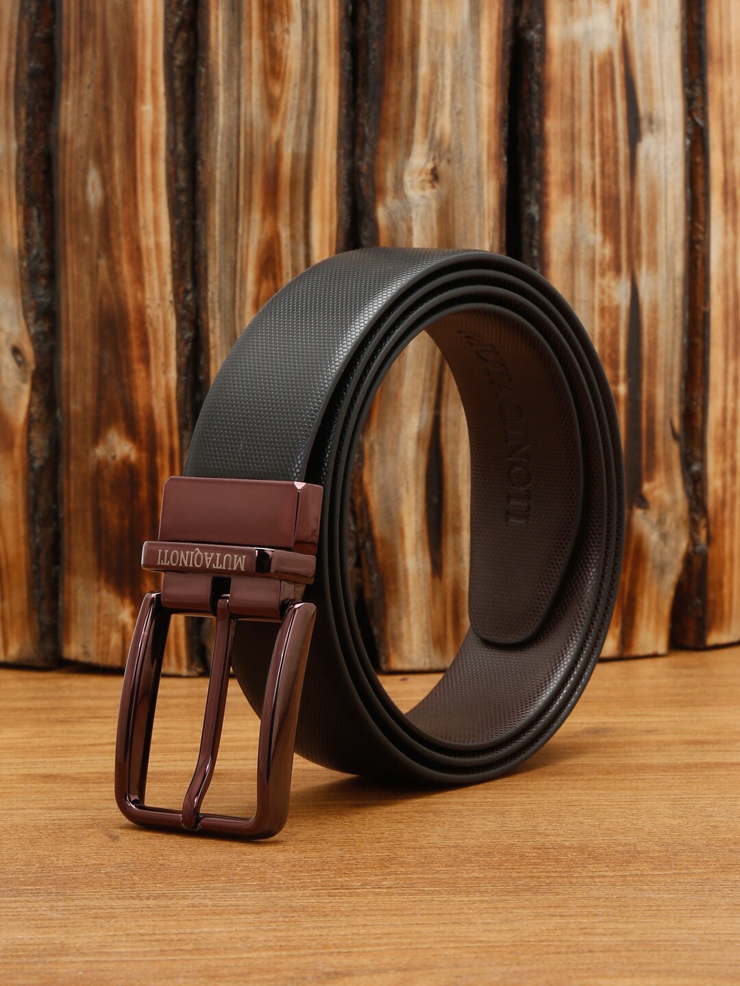 

MUTAQINOTI Men Reversible Leather Formal Belt, Black