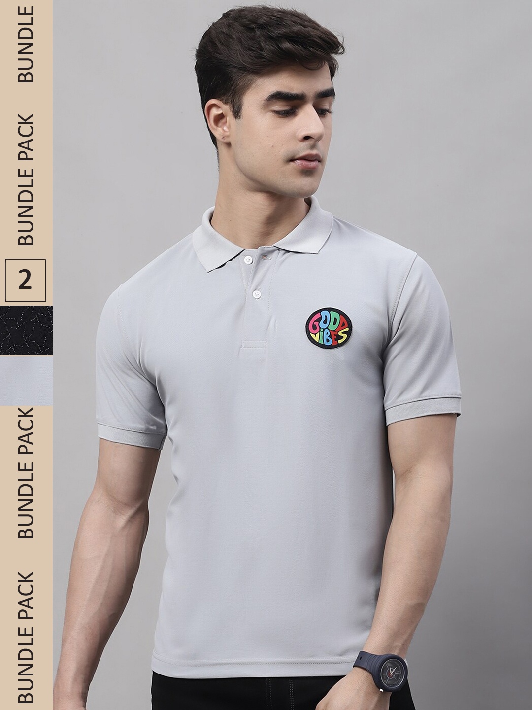 

Obaan Pack Of 2 Polo Collar T-shirt, Grey