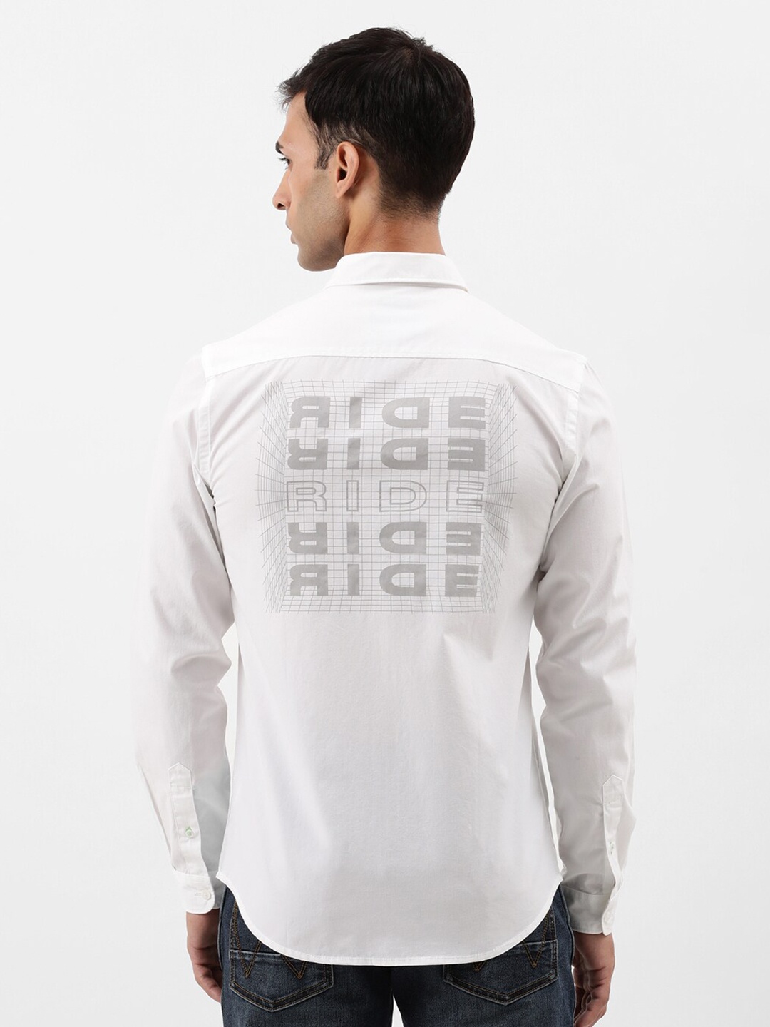 

Wrangler Typography Printed Slim Fit Cotton Casual Shirt, White