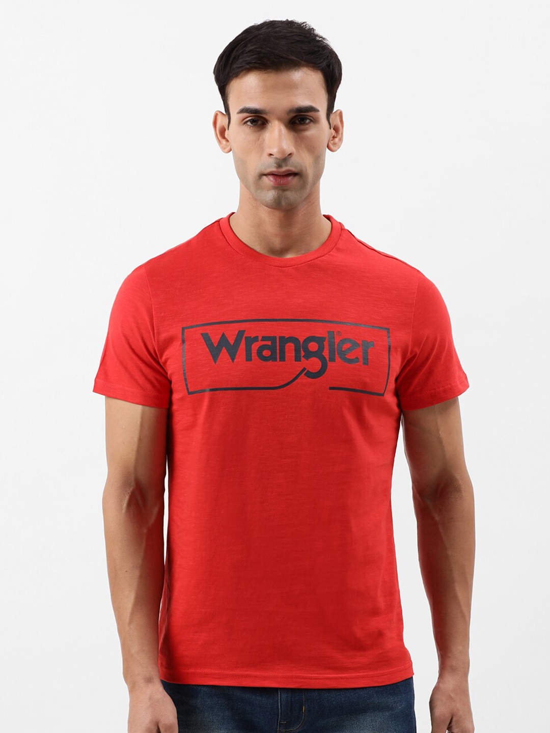 

Wrangler Typography Printed Cotton T-shirt, Red