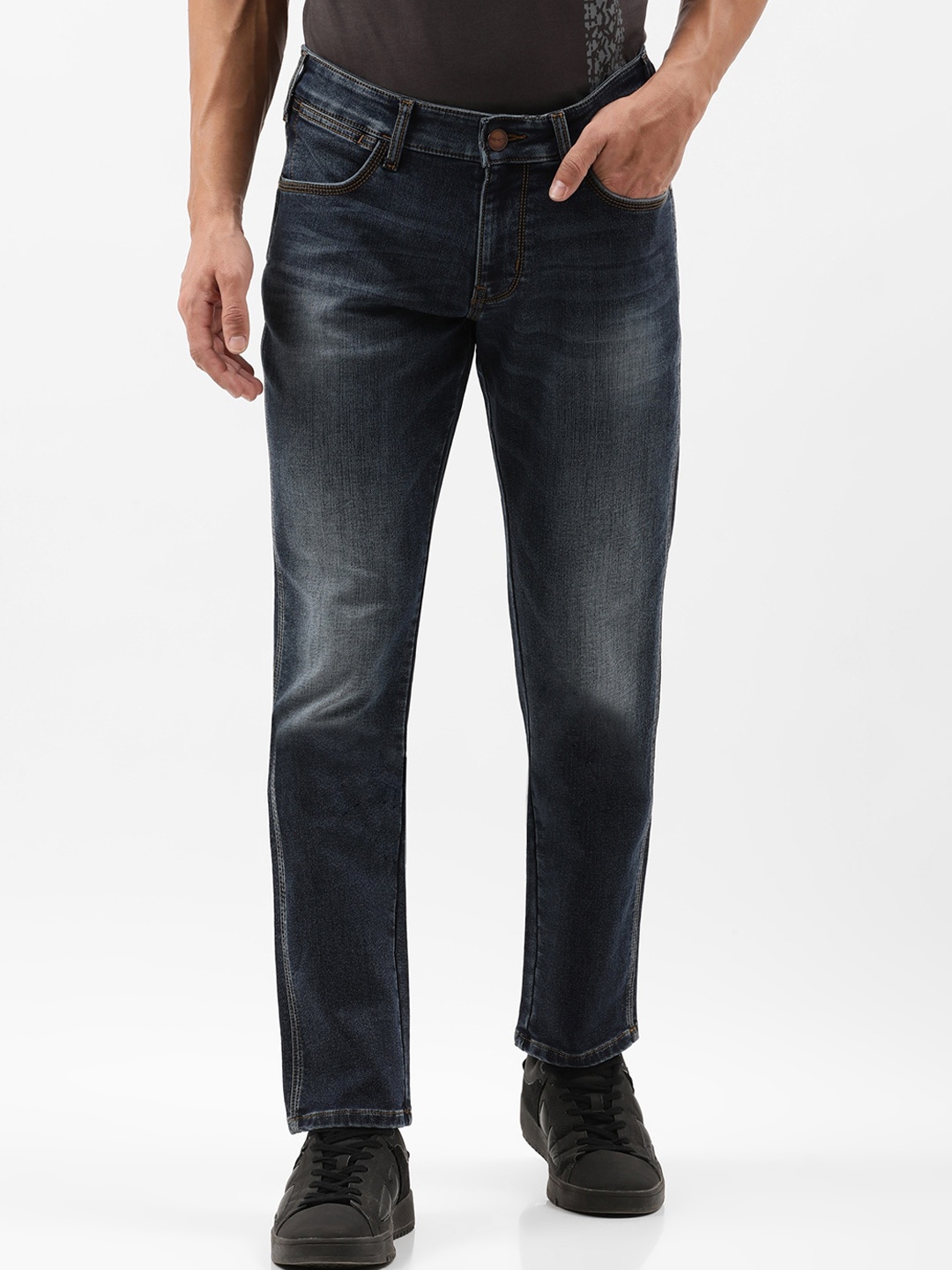 

Wrangler Men Cotton Slim Fit Low-Rise Stretchable Jeans, Navy blue