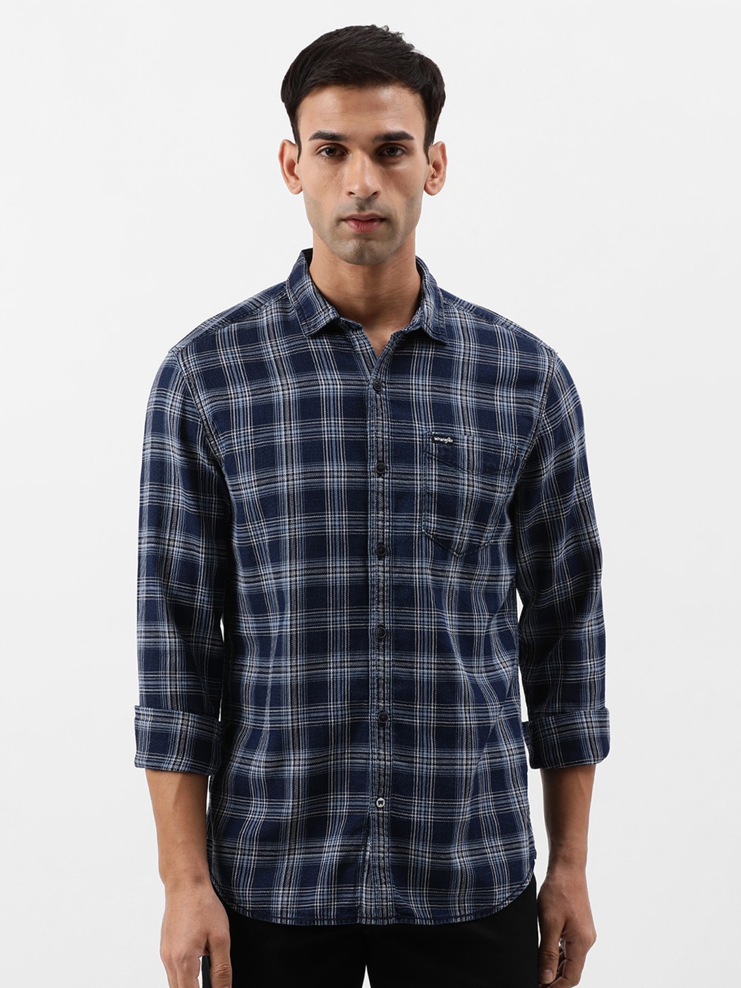 

Wrangler Checked Casual Cotton Shirt, Blue