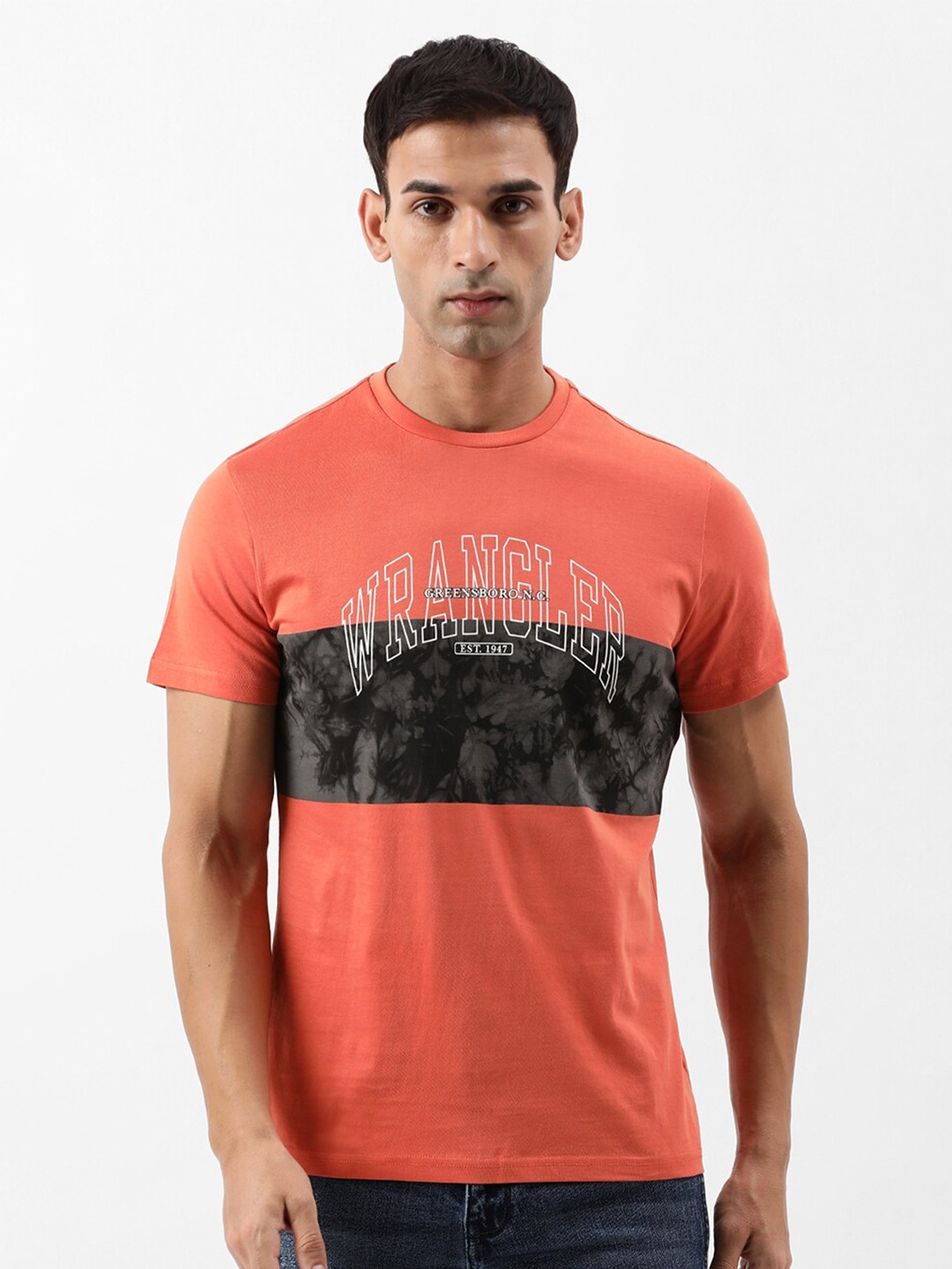 

Wrangler Typography Printed Cotton T-shirt, Orange