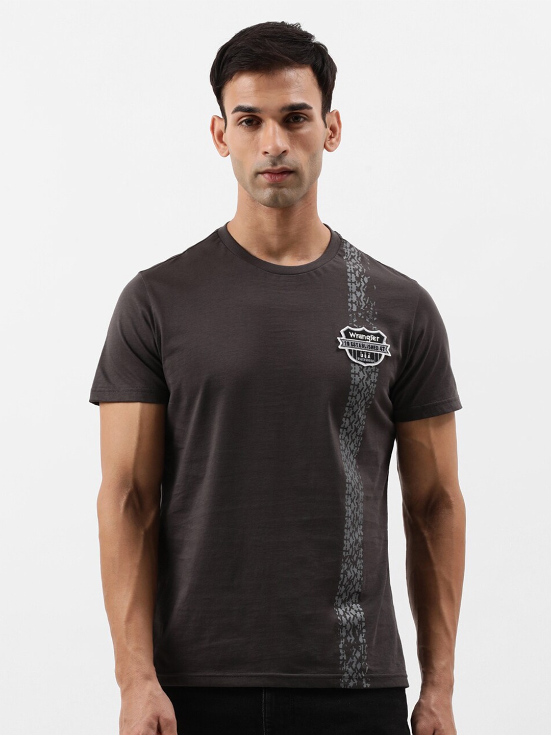 

Wrangler Abstract Printed Cotton T-shirt, Grey