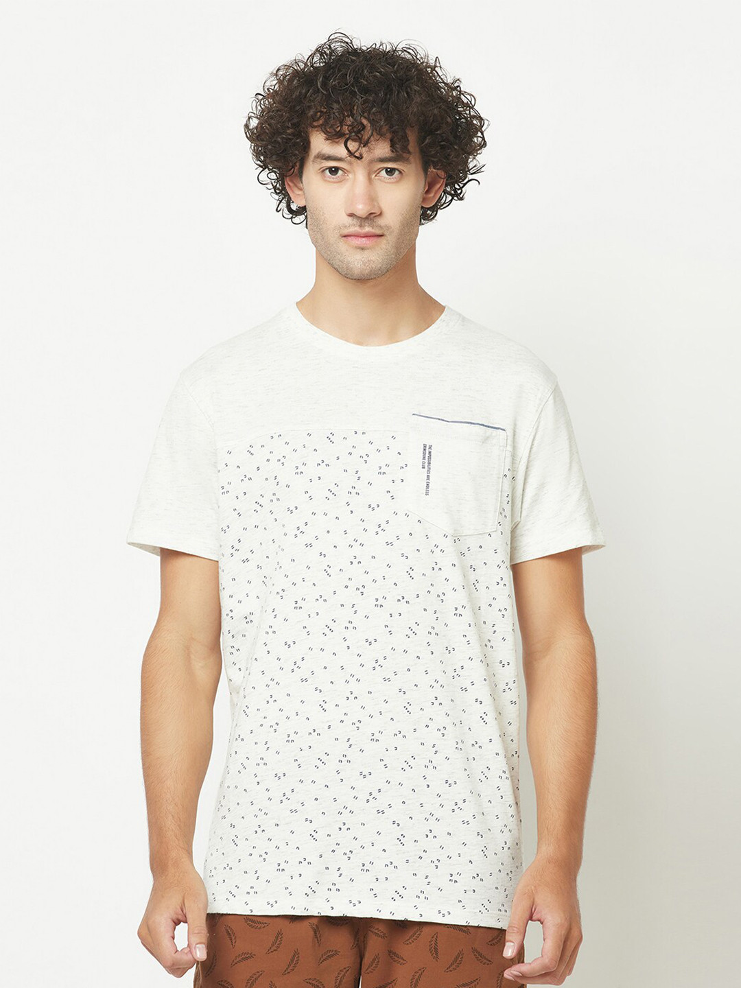 

Crimsoune Club Round Neck Conversational Printed Regular Fit Cotton T-shirt, White