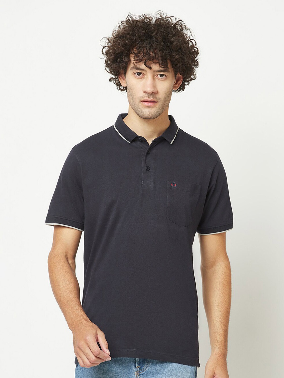 

Crimsoune Club Polo Collar Pure Cotton T-shirt, Navy blue
