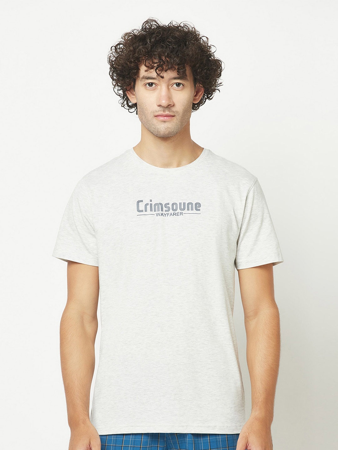 

Crimsoune Club Typography Printed T-shirt, Grey melange