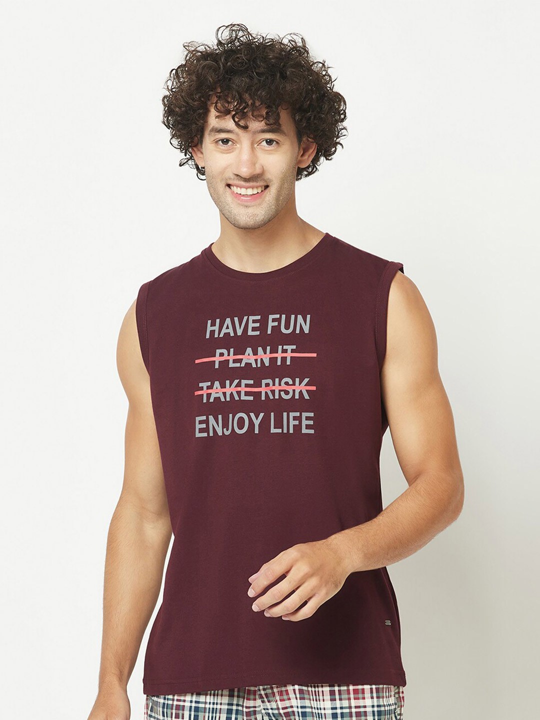 

Crimsoune Club Typography Printed Sleeveless T-shirt, Maroon