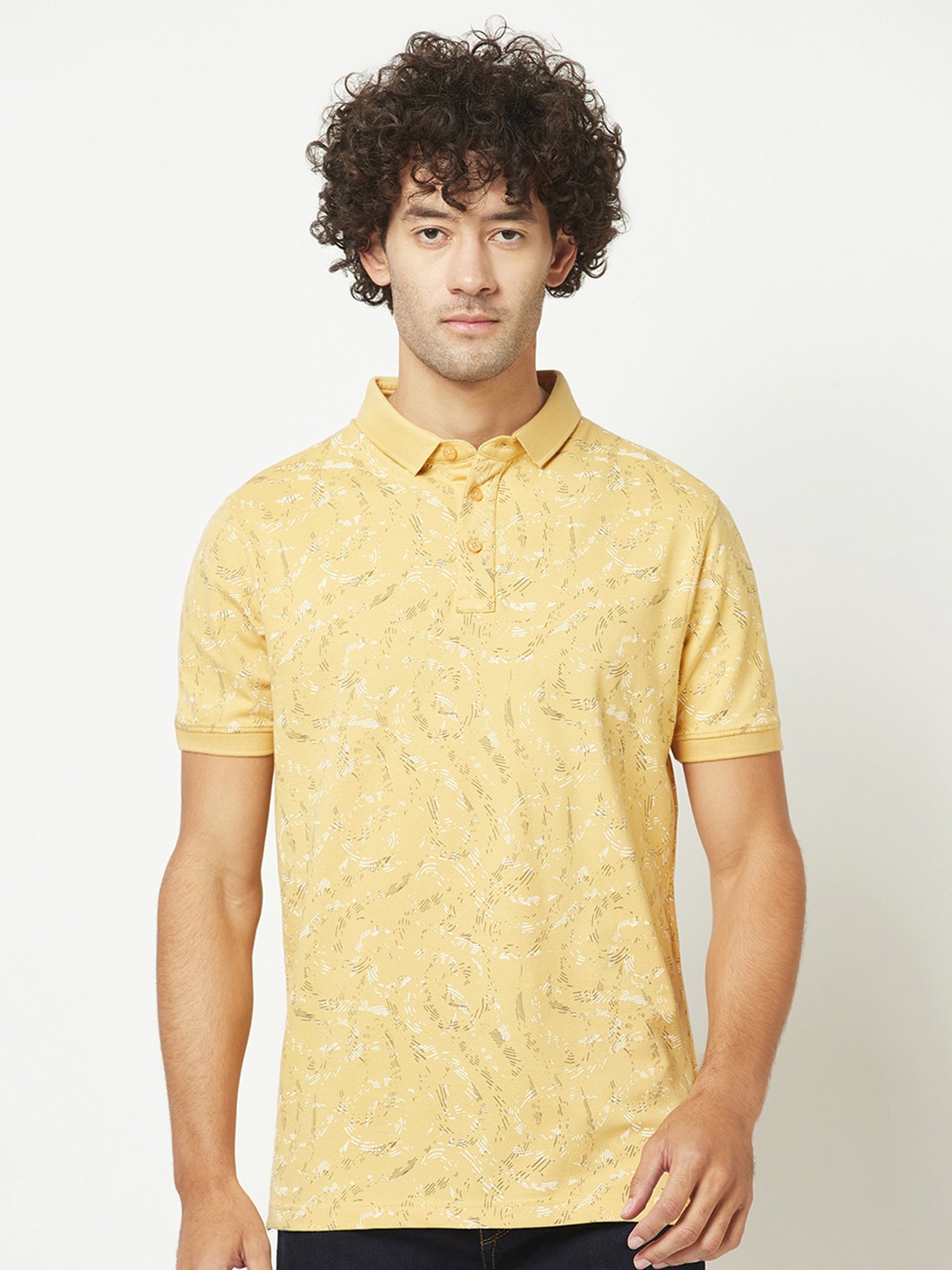 

Crimsoune Club Abstract Polo Collar Casual T-shirt, Yellow