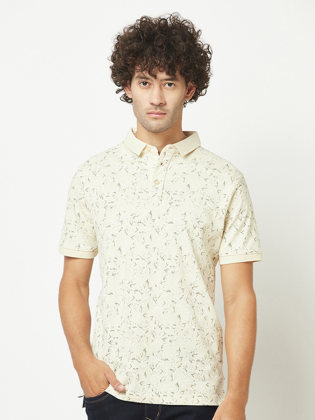 

Crimsoune Club Abstract Printed Polo Collar T-shirt, Yellow