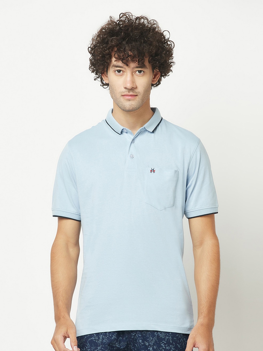 

Crimsoune Club Polo Collar Pure Cotton T-shirt, Blue