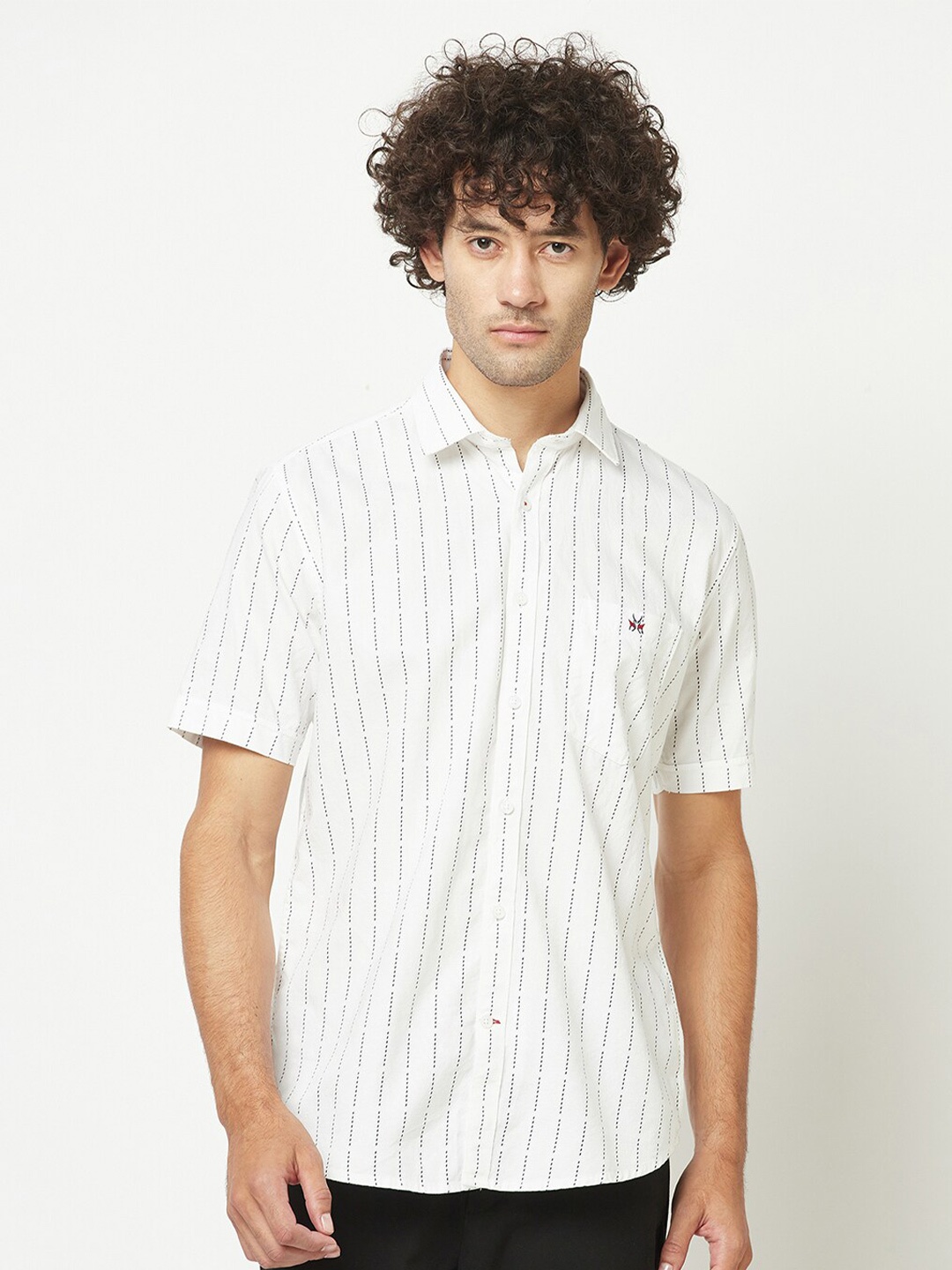 

Crimsoune Club Striped Slim Fit Cotton Casual Shirt, White