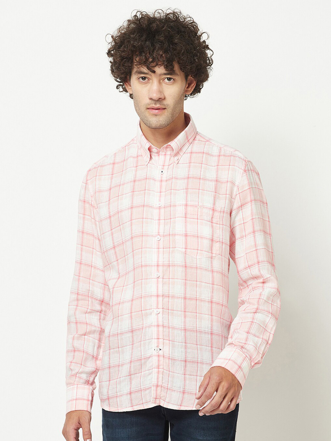 

Crimsoune Club India Slim Tartan Checked Casual Shirt, Pink
