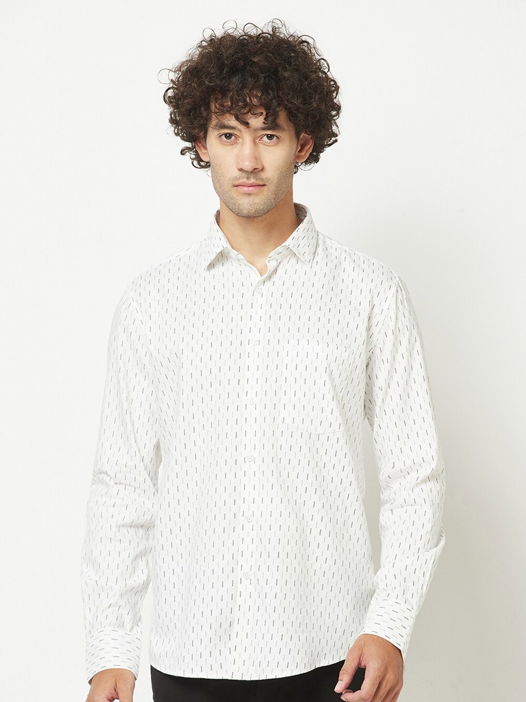 

Crimsoune Club Slim Fit Printed Casual Shirt, White