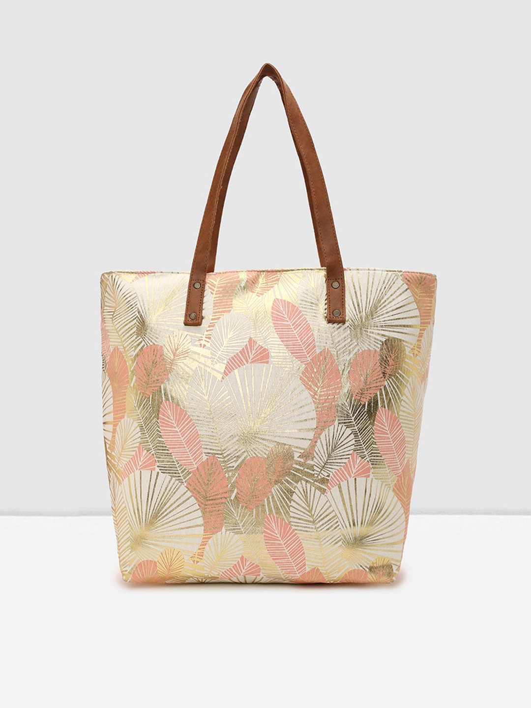 

max Floral Printed Shopper Tote Bag, Beige