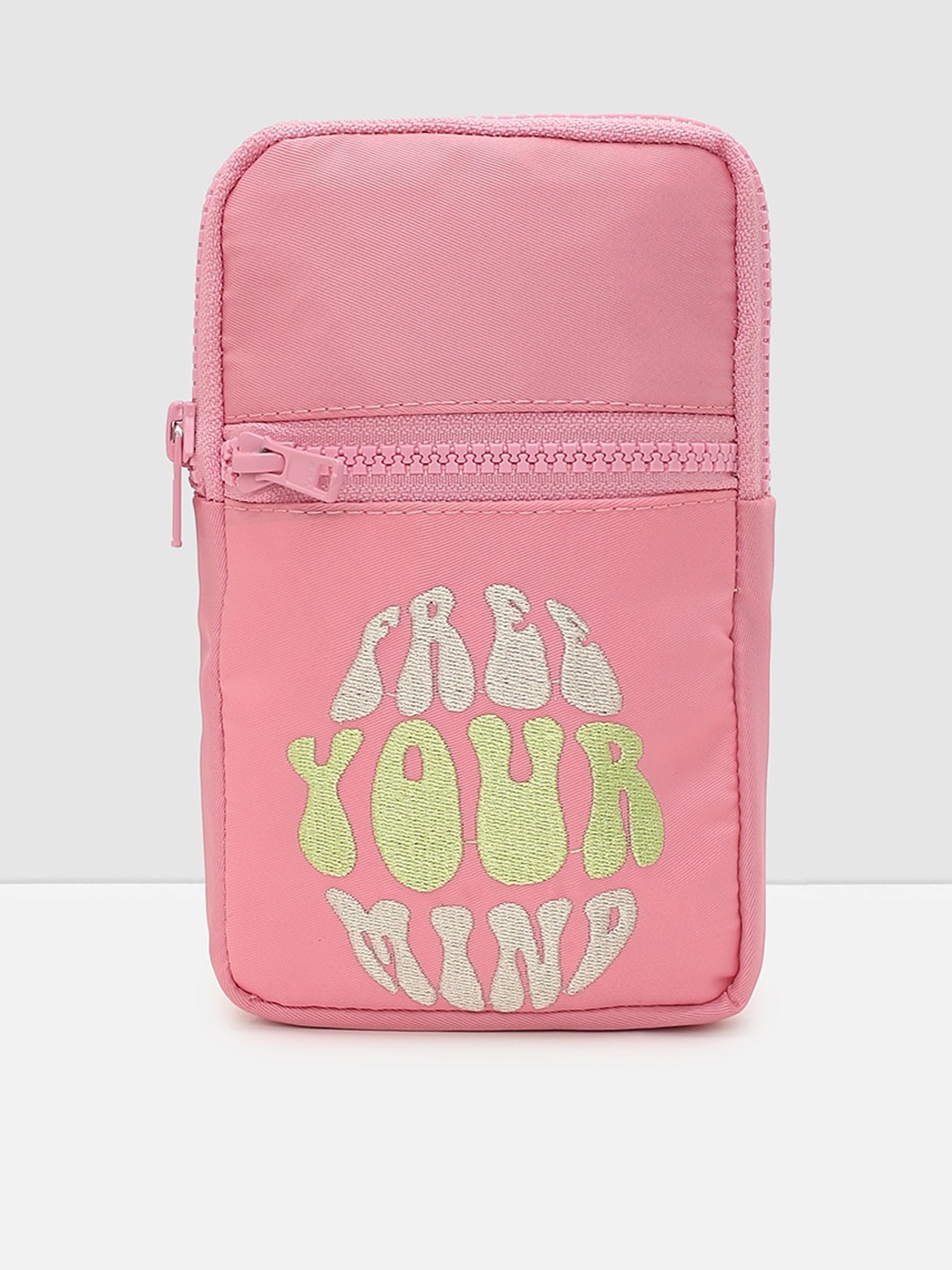 

max Typography Printed Structured Sling Bag, Pink