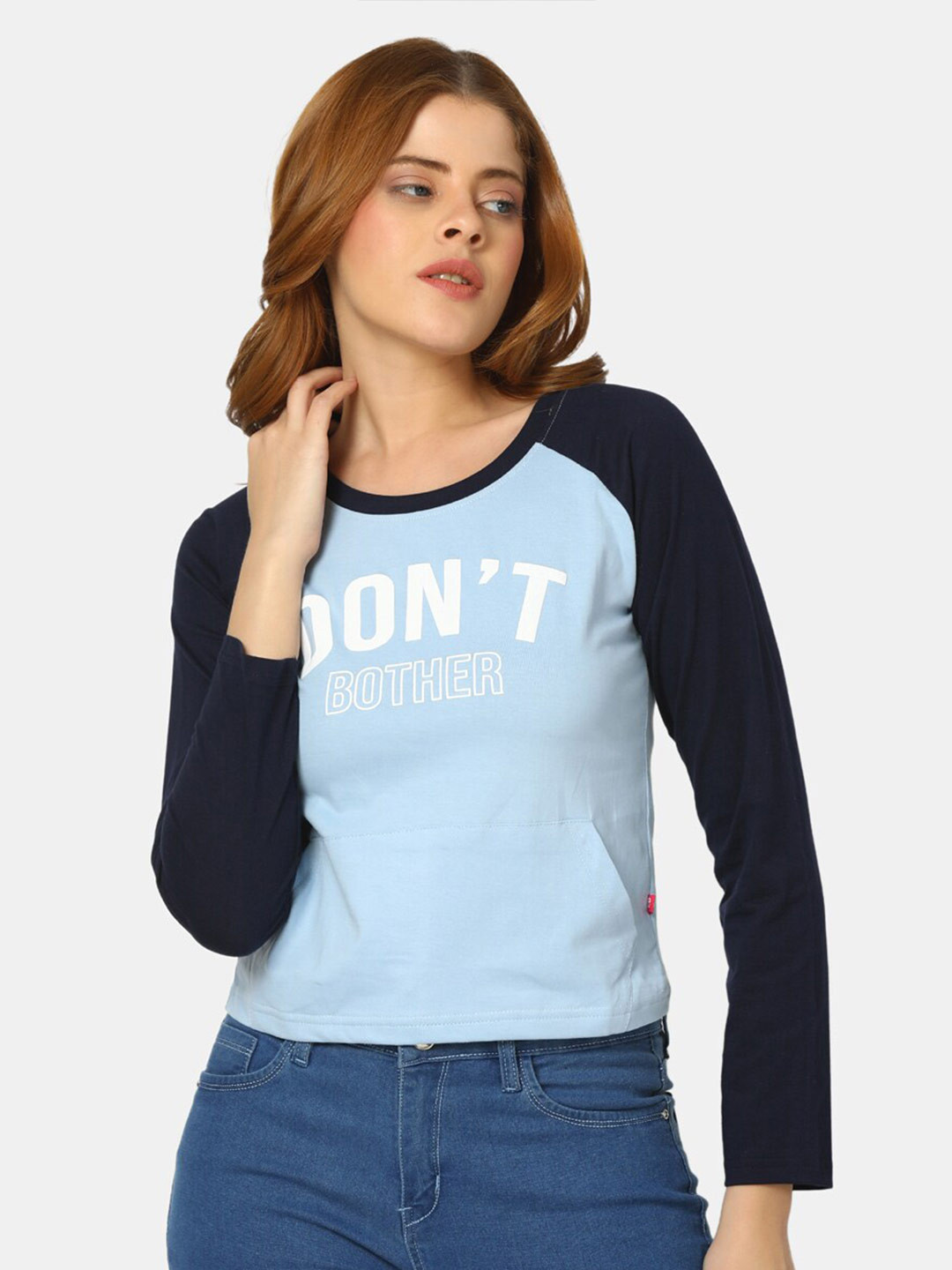 

V-Mart Round Neck Typography Printed Regular Cotton Top, Blue