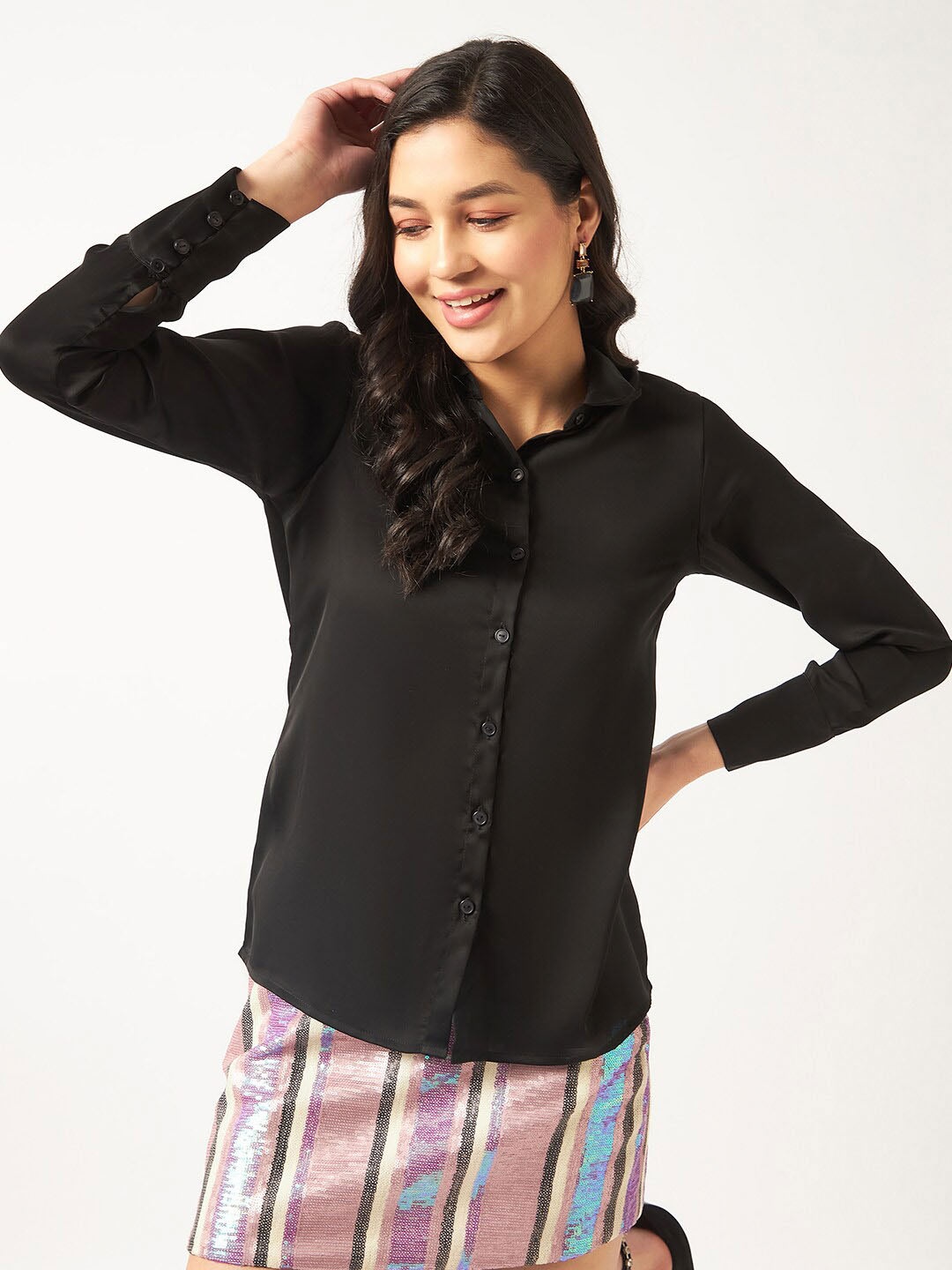 

Zima Leto Polyester Shirt Style Top, Black