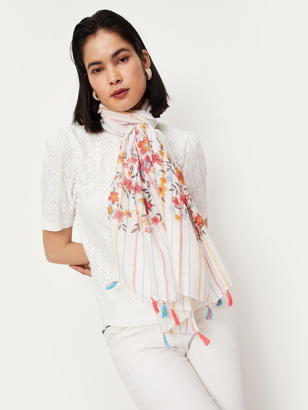 

max Women Printed Scarf, White