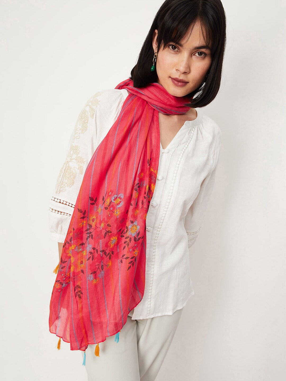 

max Women Printed Scarf, Pink