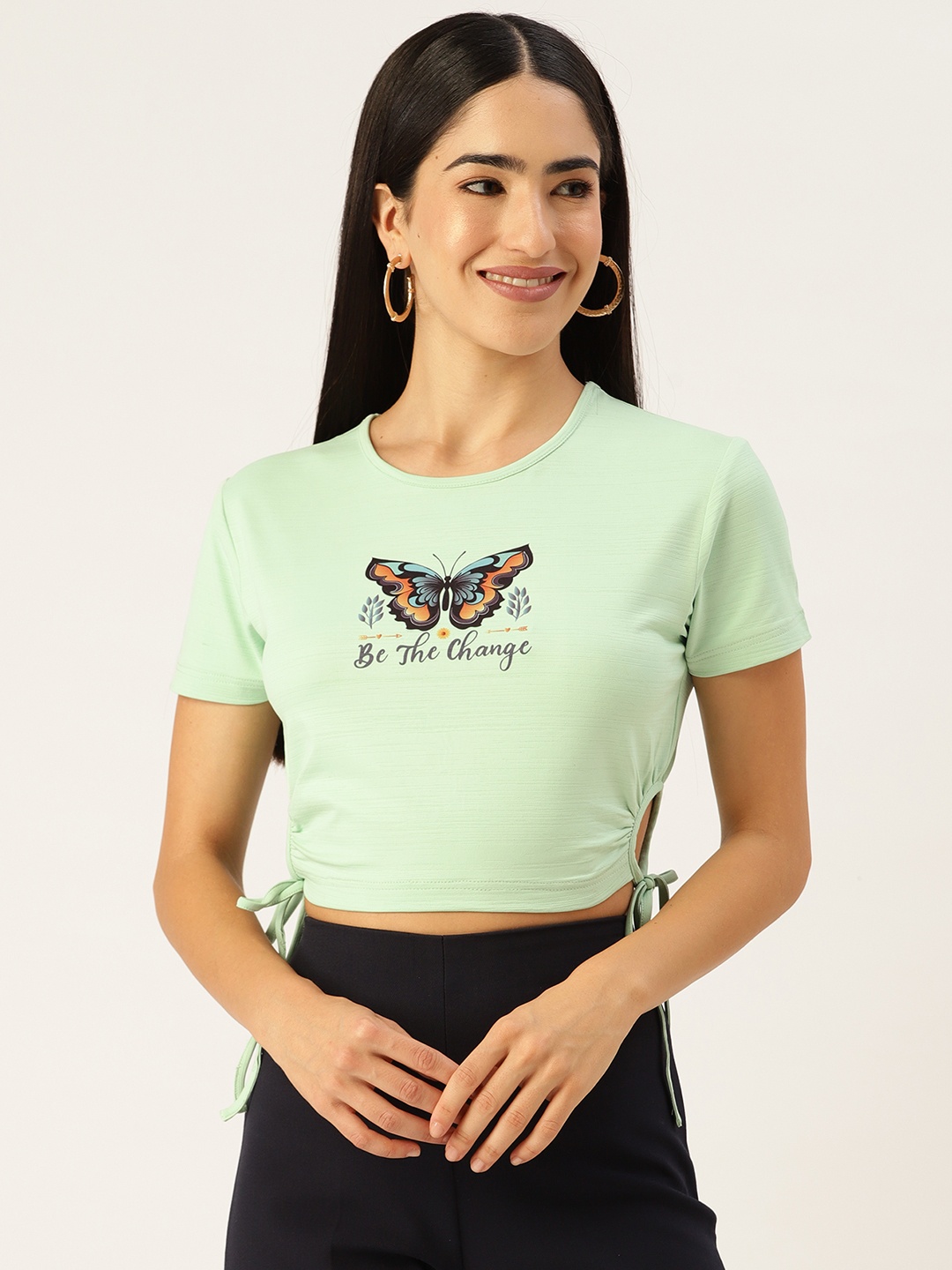 

Slenor Printed Crop Top, Sea green