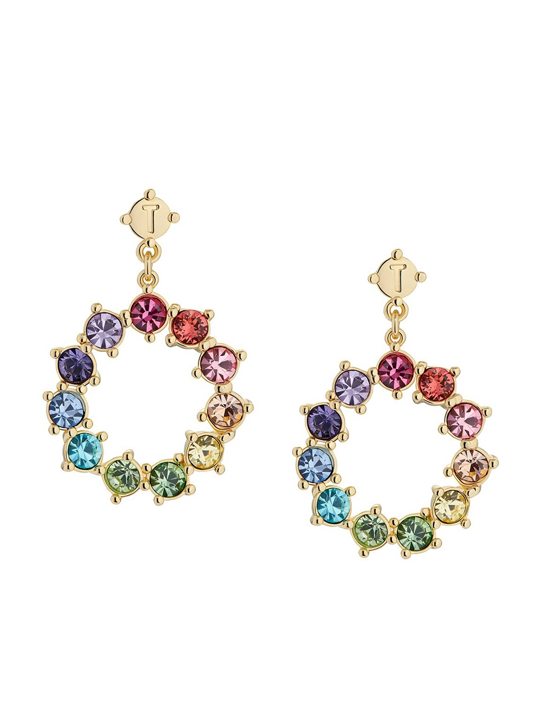 

Ted Baker Gold-Plated Stone Studded Contemporary Drop Earrings, Red
