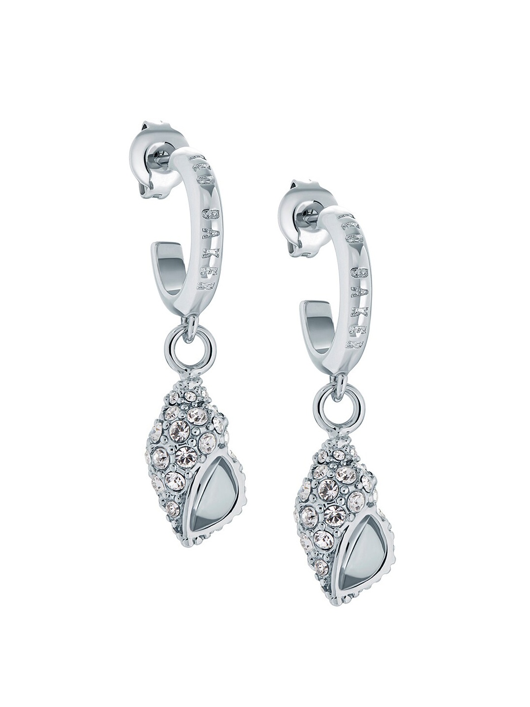 

Ted Baker Silver-Plated Crystals-Studded Contemporary Half Hoop Earrings, White