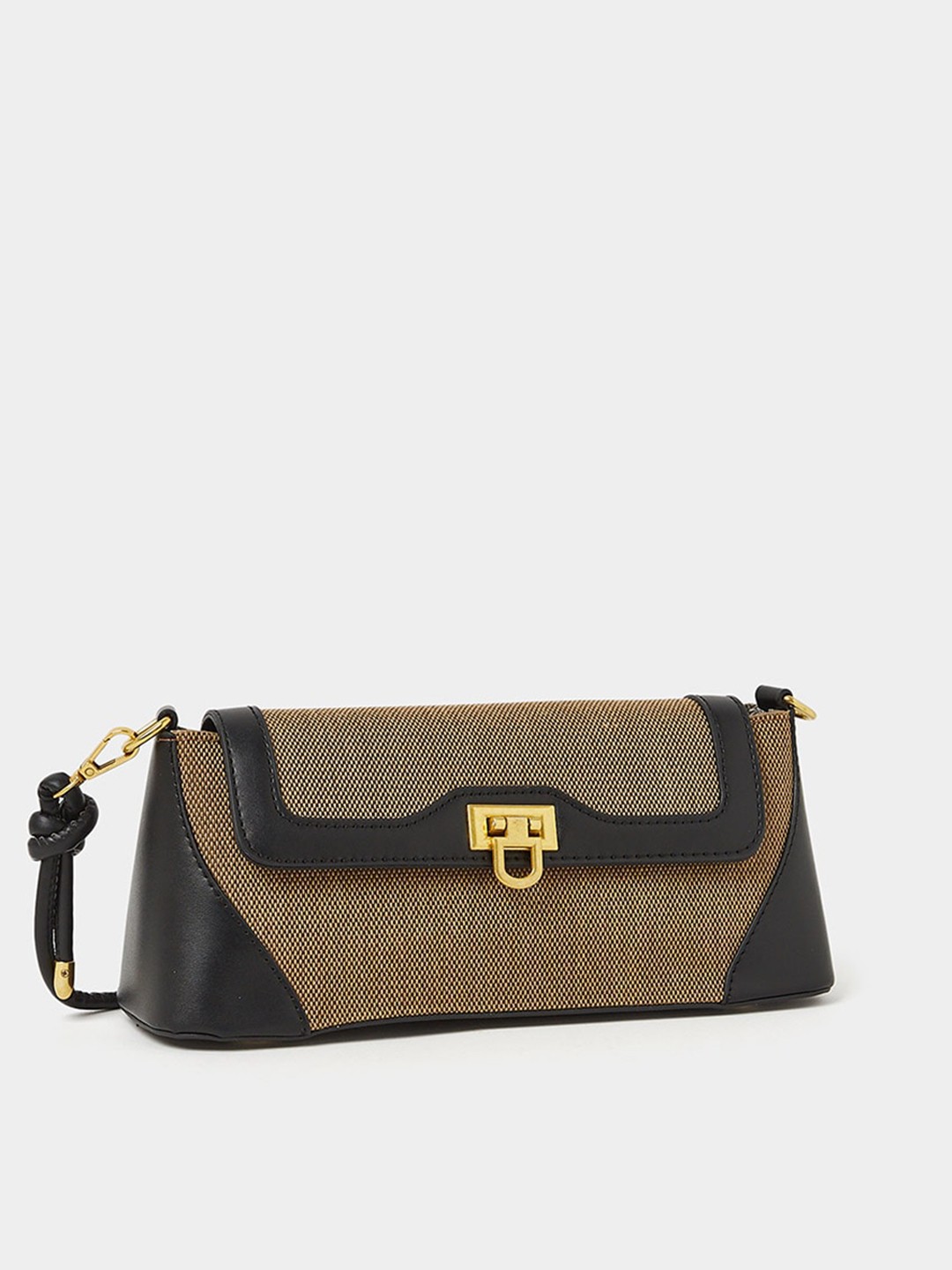 

Styli Colourblocked & Textured PU Structured Crossbody Sling Bag, Black