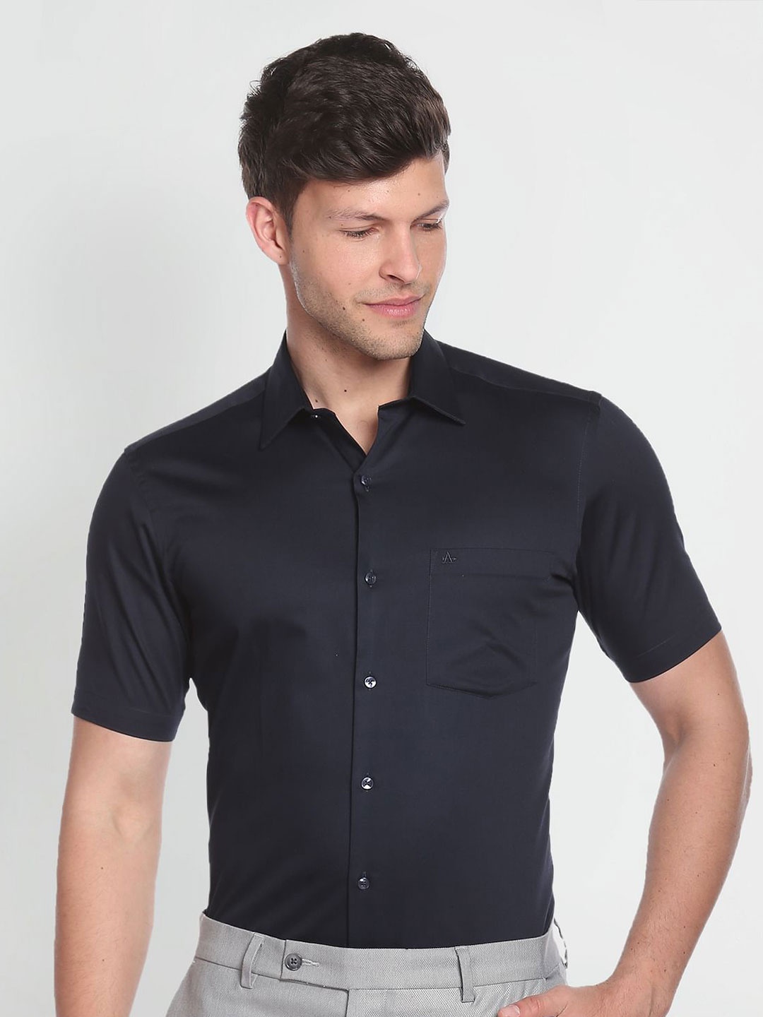 

Arrow Spread Collar Cotton Formal Shirt, Navy blue