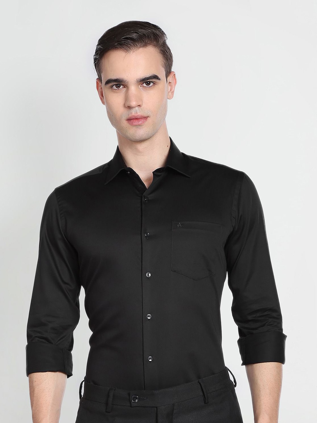 

Arrow Slim Fit Pure Cotton Formal Shirt, Black