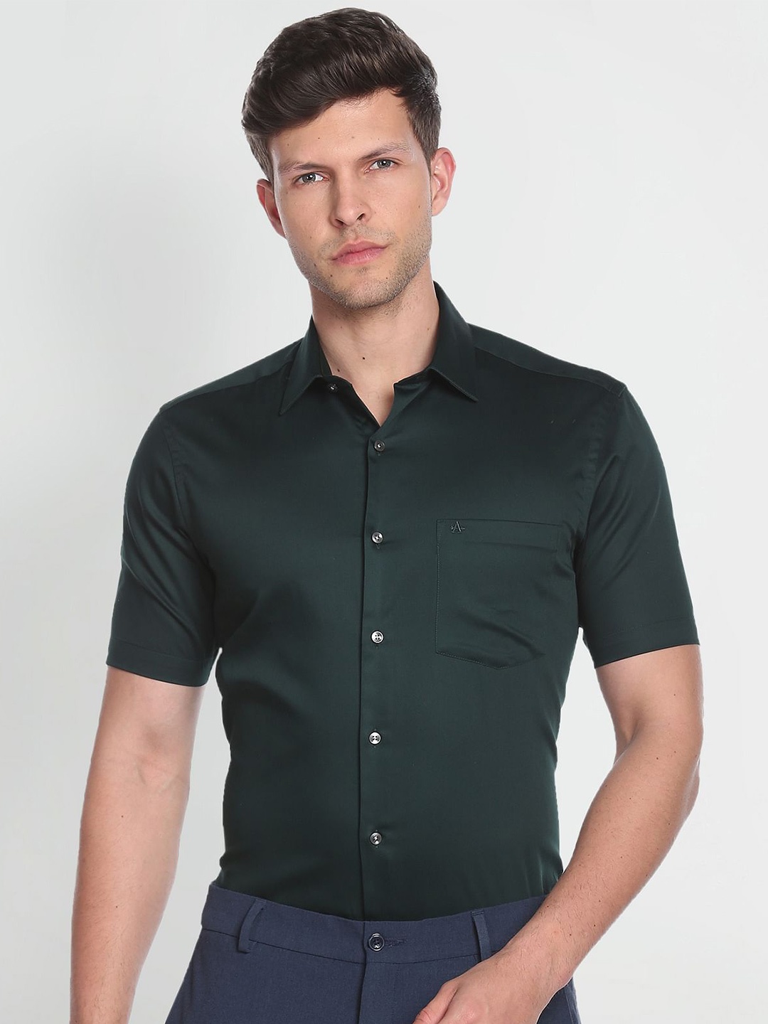 

Arrow Spread Collar Pure Cotton Formal Shirt, Green