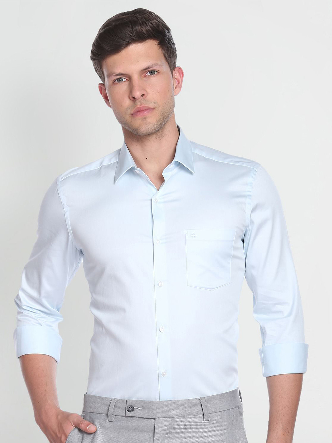 

Arrow Spread Collar Slim Fit Twill Pure Cotton Formal Shirt, Blue