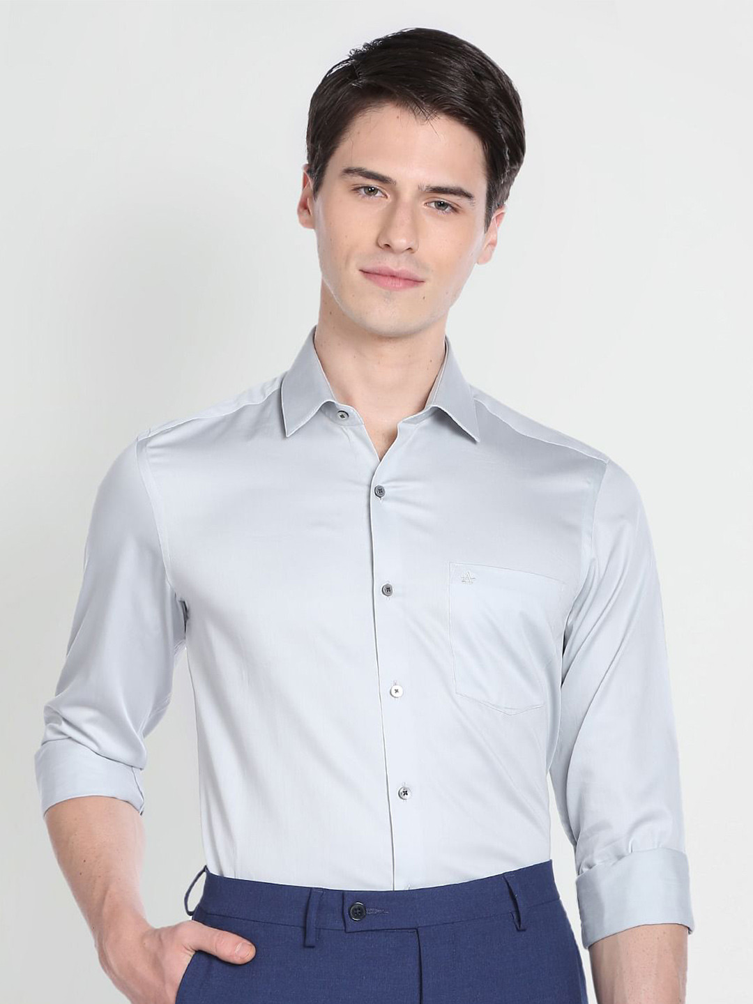 

Arrow Spread Collar Slim Fit Pure Cotton Formal Shirt, Green