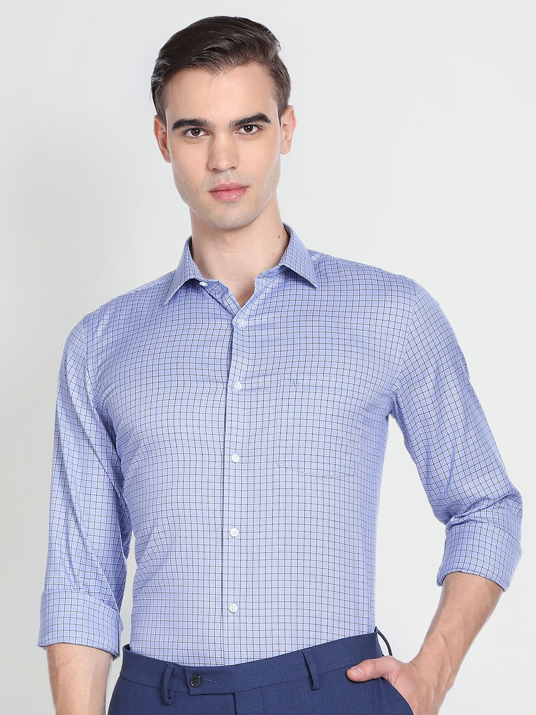 

Arrow Micro Checked Slim Fit Pure Cotton Casual Shirt, Blue