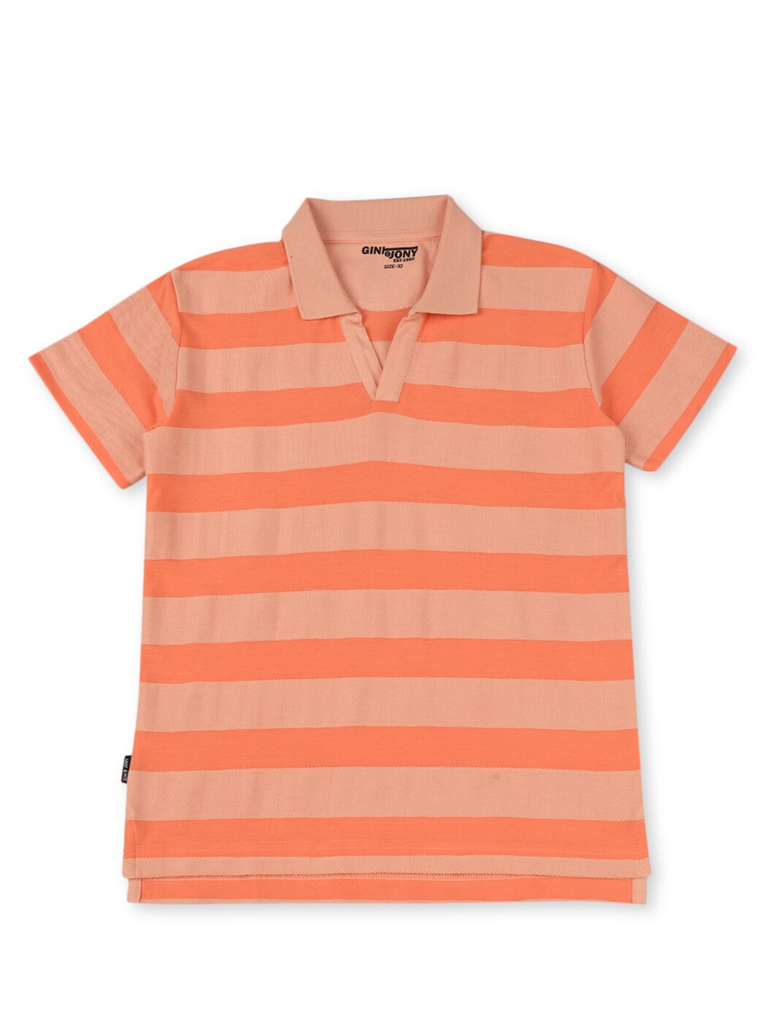 

Gini and Jony Boys Striped Polo Collar Cotton T-shirt, Coral