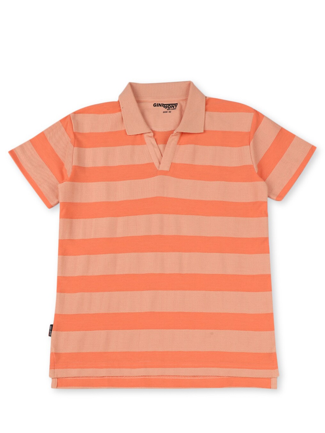 

Gini and Jony Boys Striped Polo Collar Cotton T-shirt, Coral