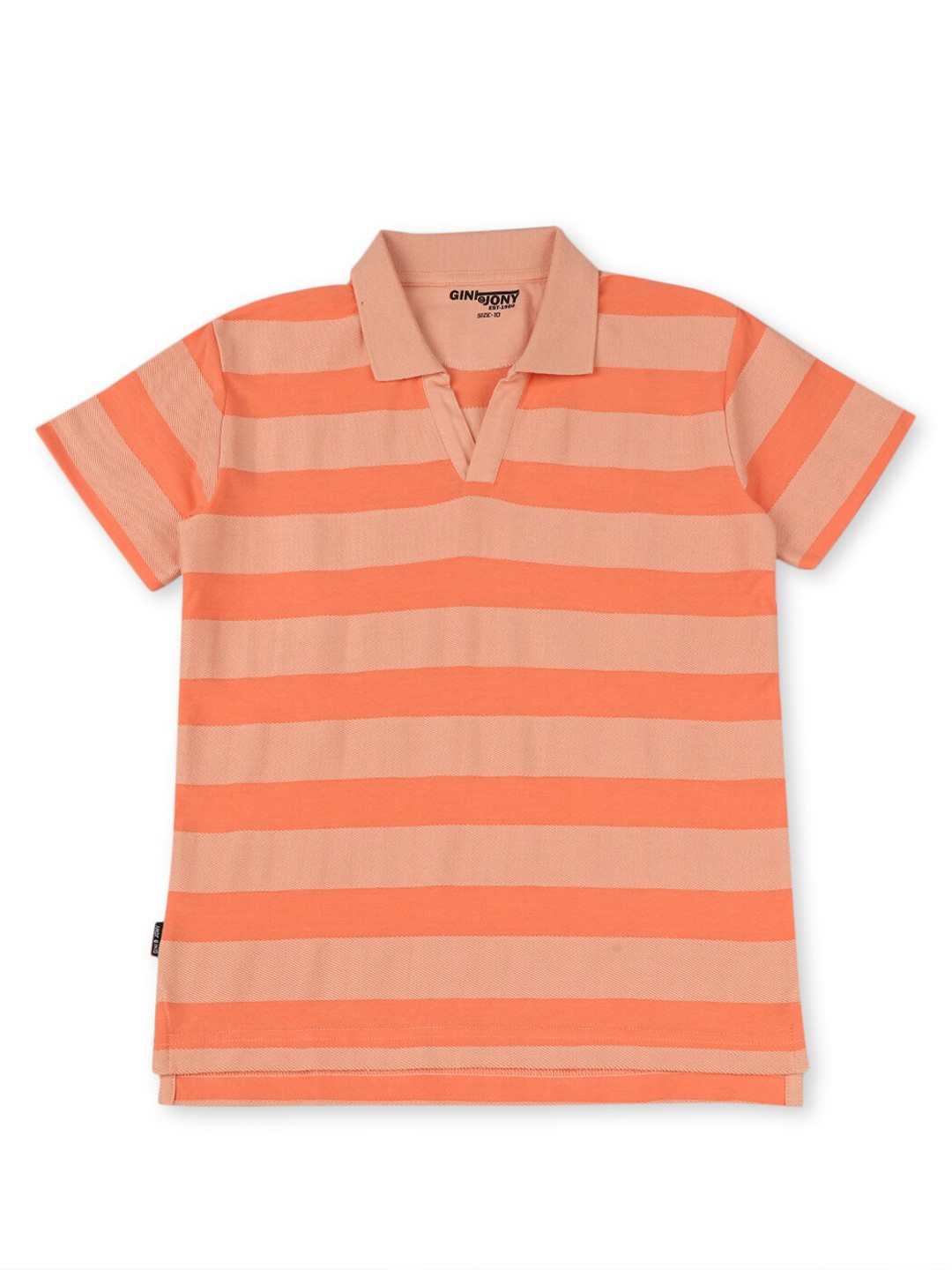 

Gini and Jony Infant Boys Striped Polo Collar Cotton T-shirt, Coral