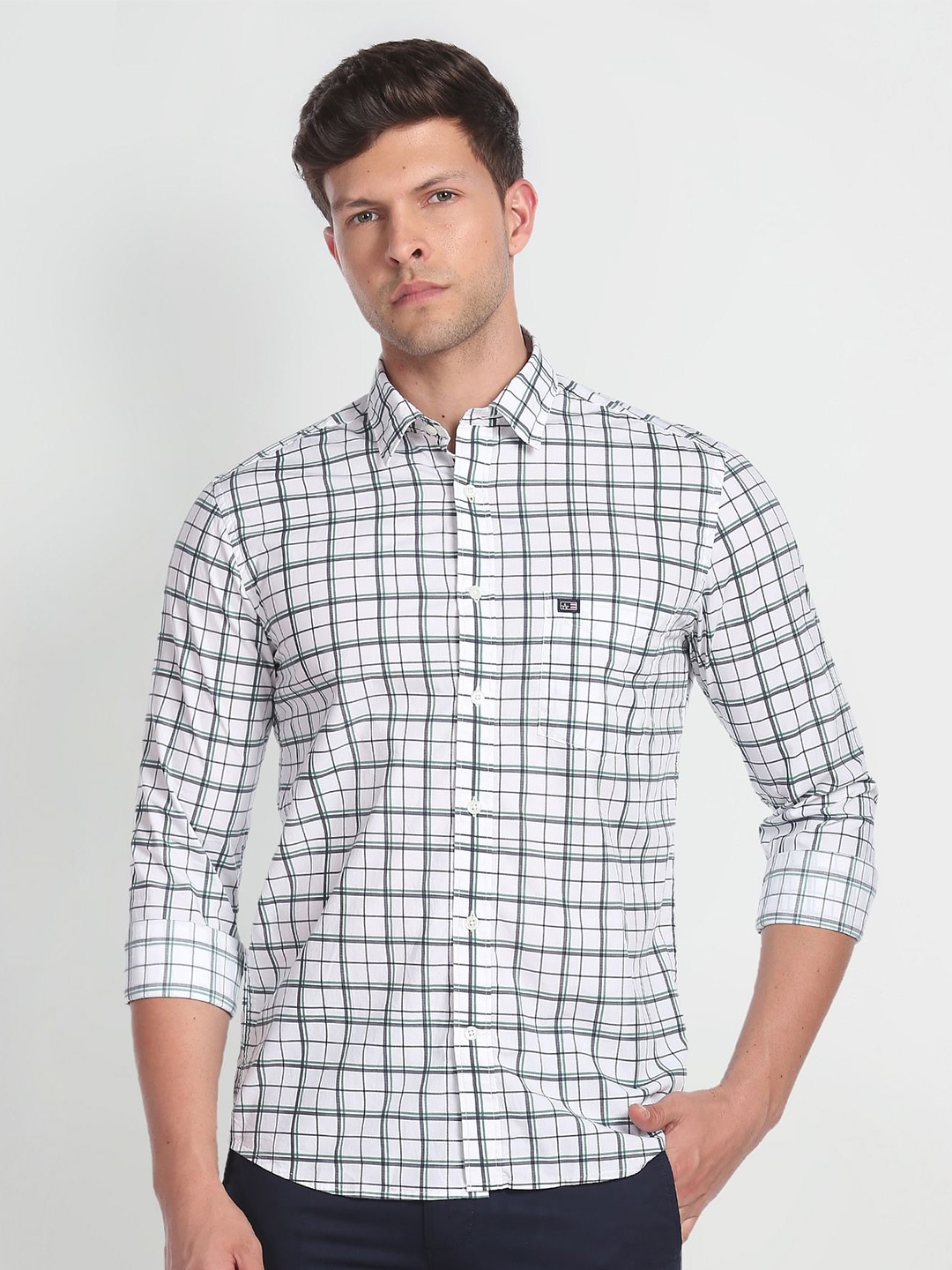 

Arrow Sport Slim Fit Checked Pure Cotton Casual Shirt, White
