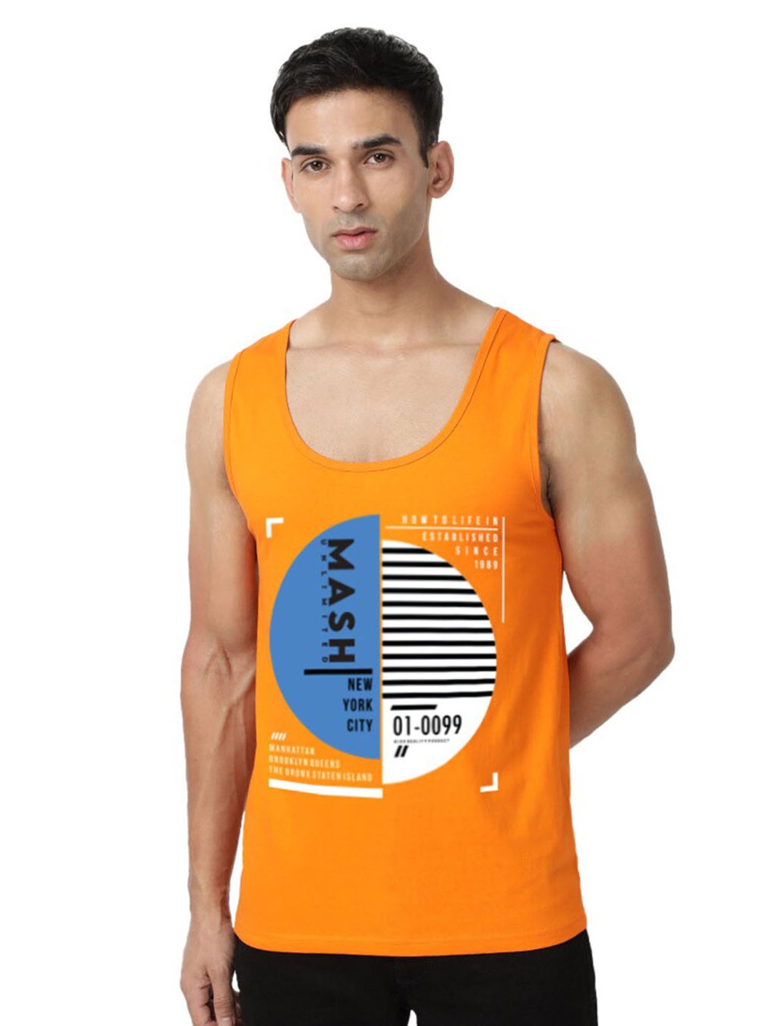 

MASH UNLIMITED Typography Printed Cotton T-shirt, Orange