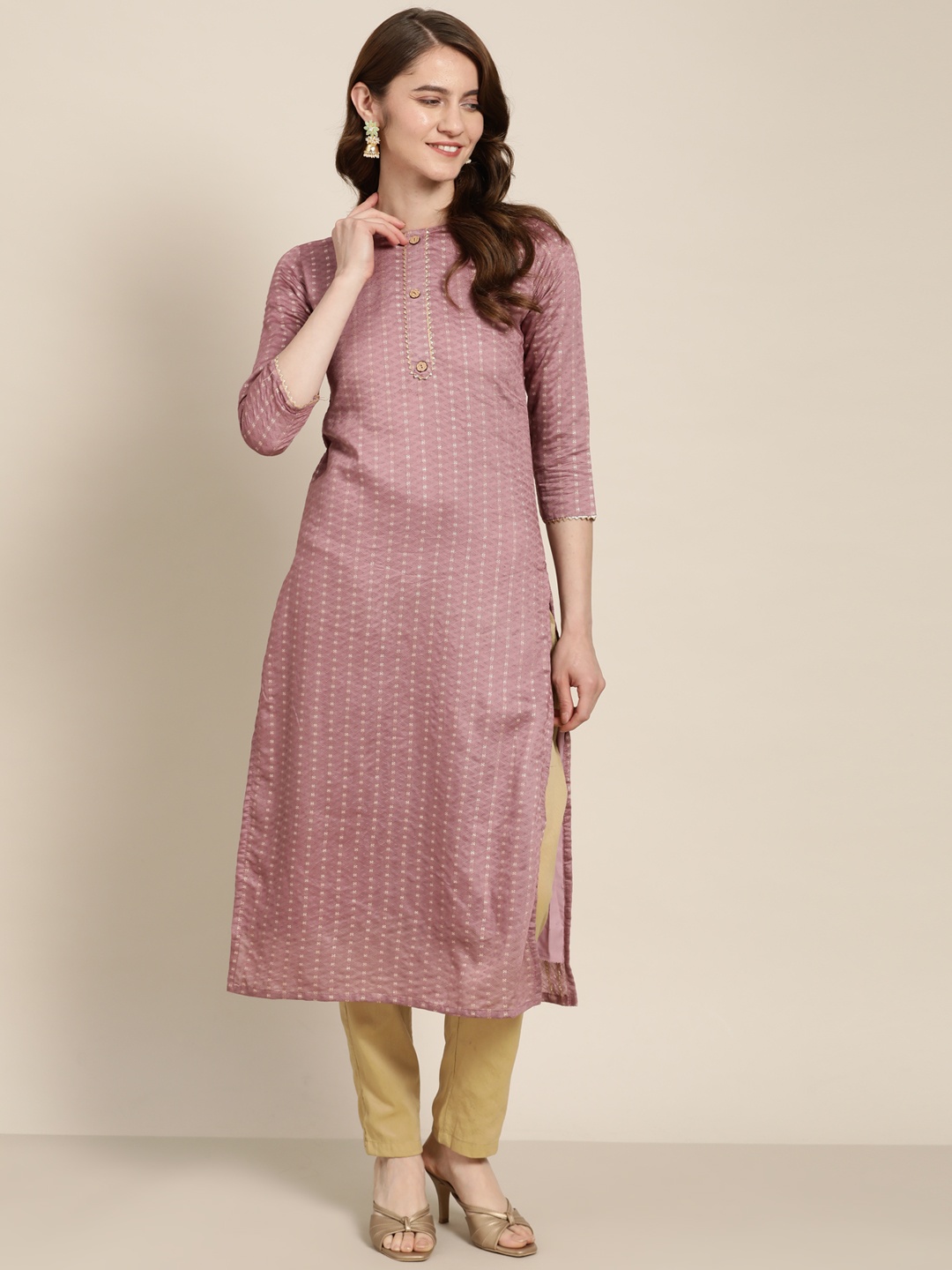 

Tikhi Imli Gotta Patti Dobby Kurta, Pink