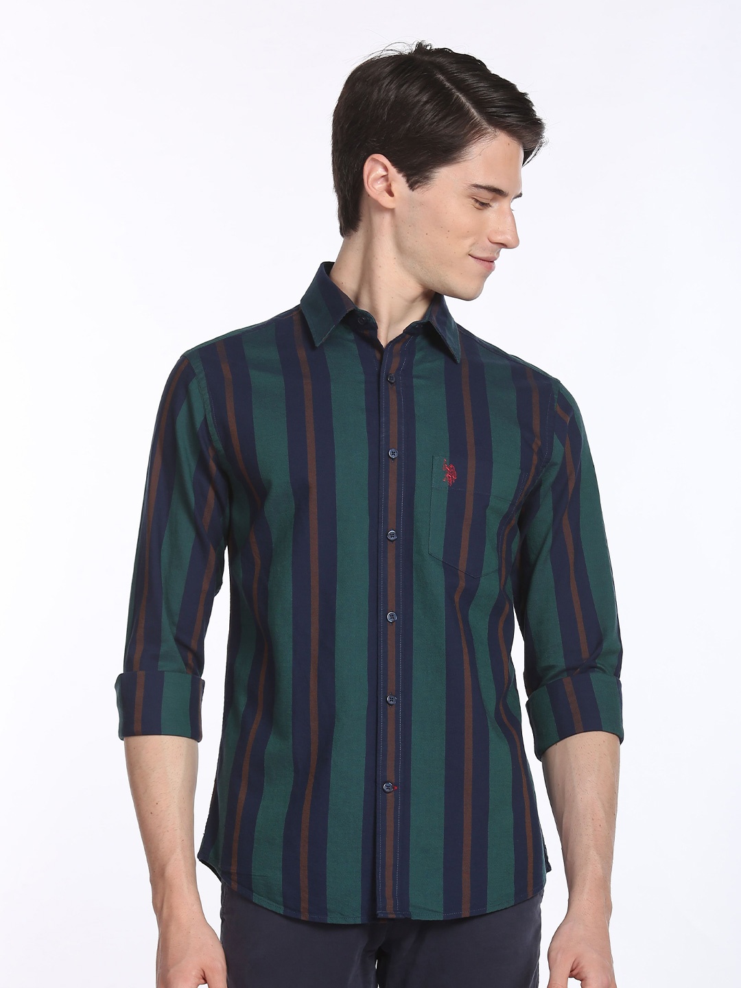 

U.S. Polo Assn. Men Checked Casual Cotton Shirt, Green