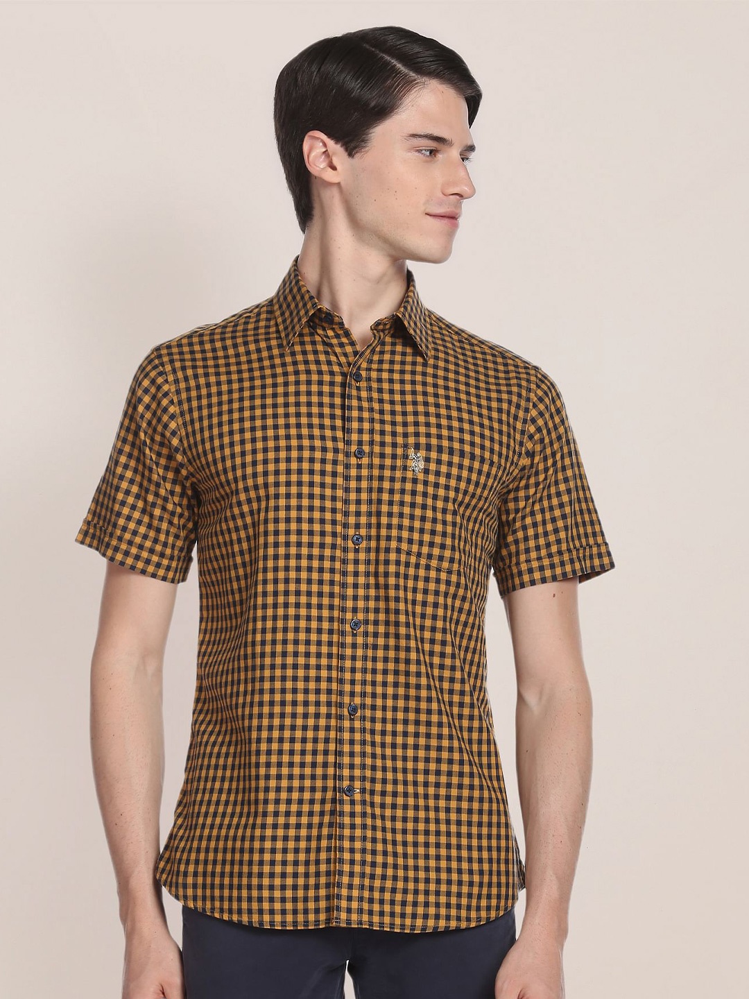

U.S. Polo Assn. Men Checked Twill Casual Cotton Shirt, Brown