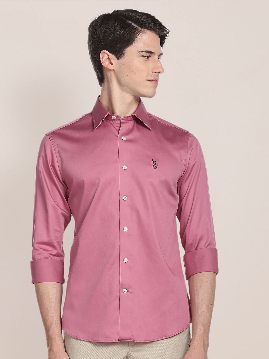 

U.S. Polo Assn. Plus Size Spread Collar Casual Shirt, Pink
