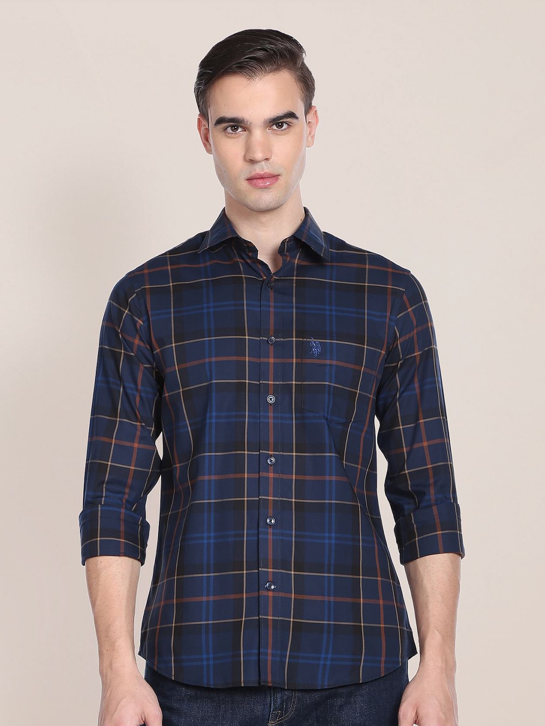 

U.S. Polo Assn. Tartan Checked Cotton Casual Shirt, Blue