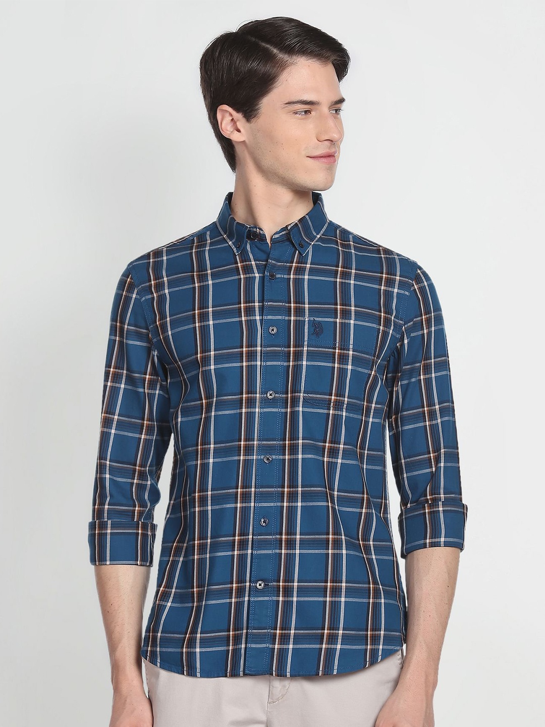 

U.S. Polo Assn. Denim Co. Button Down Collar Tartan Check Formal Shirt, Blue