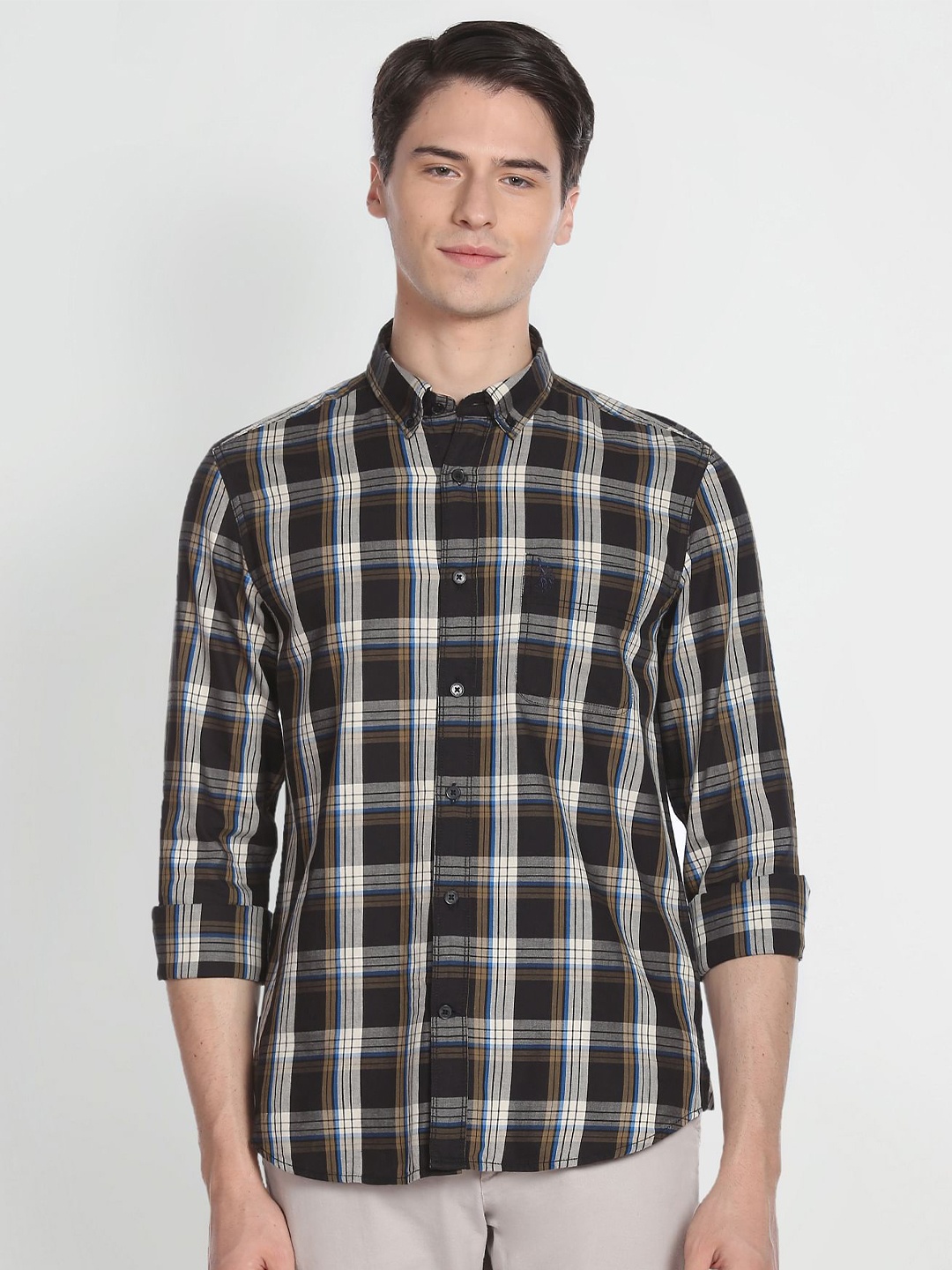 

U.S. Polo Assn. Denim Co. Button Down Collar Tartan Check Shirt, Black