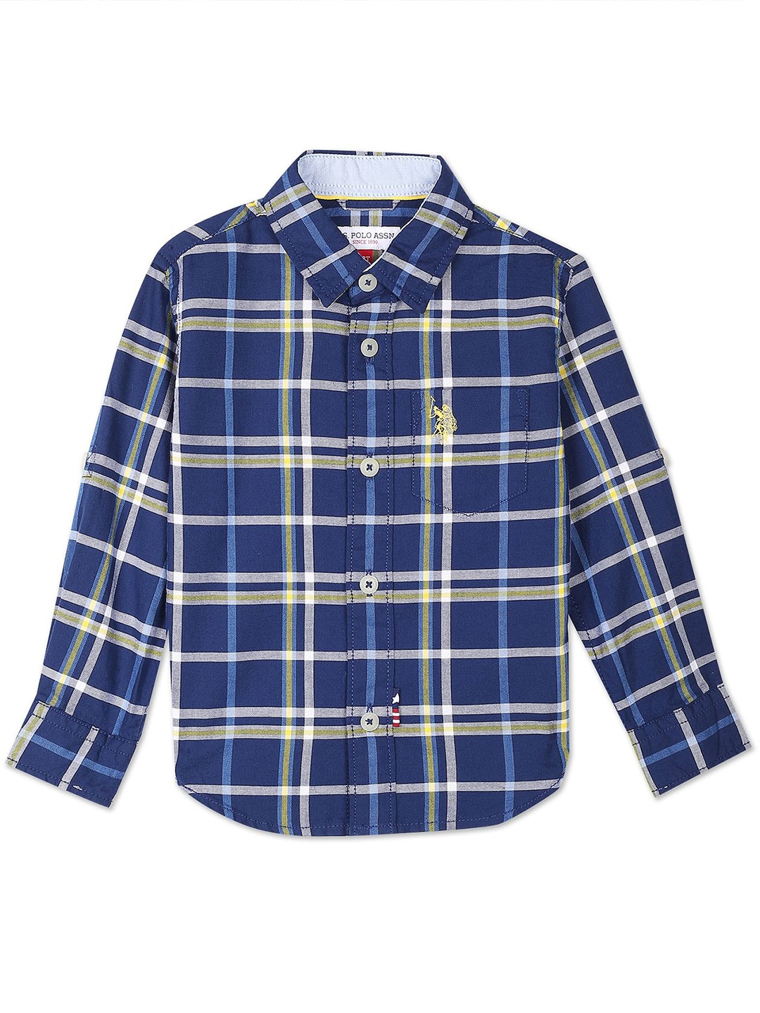 

U.S. Polo Assn. Kids Boys Tartan Checked Cotton Casual Shirt, Blue