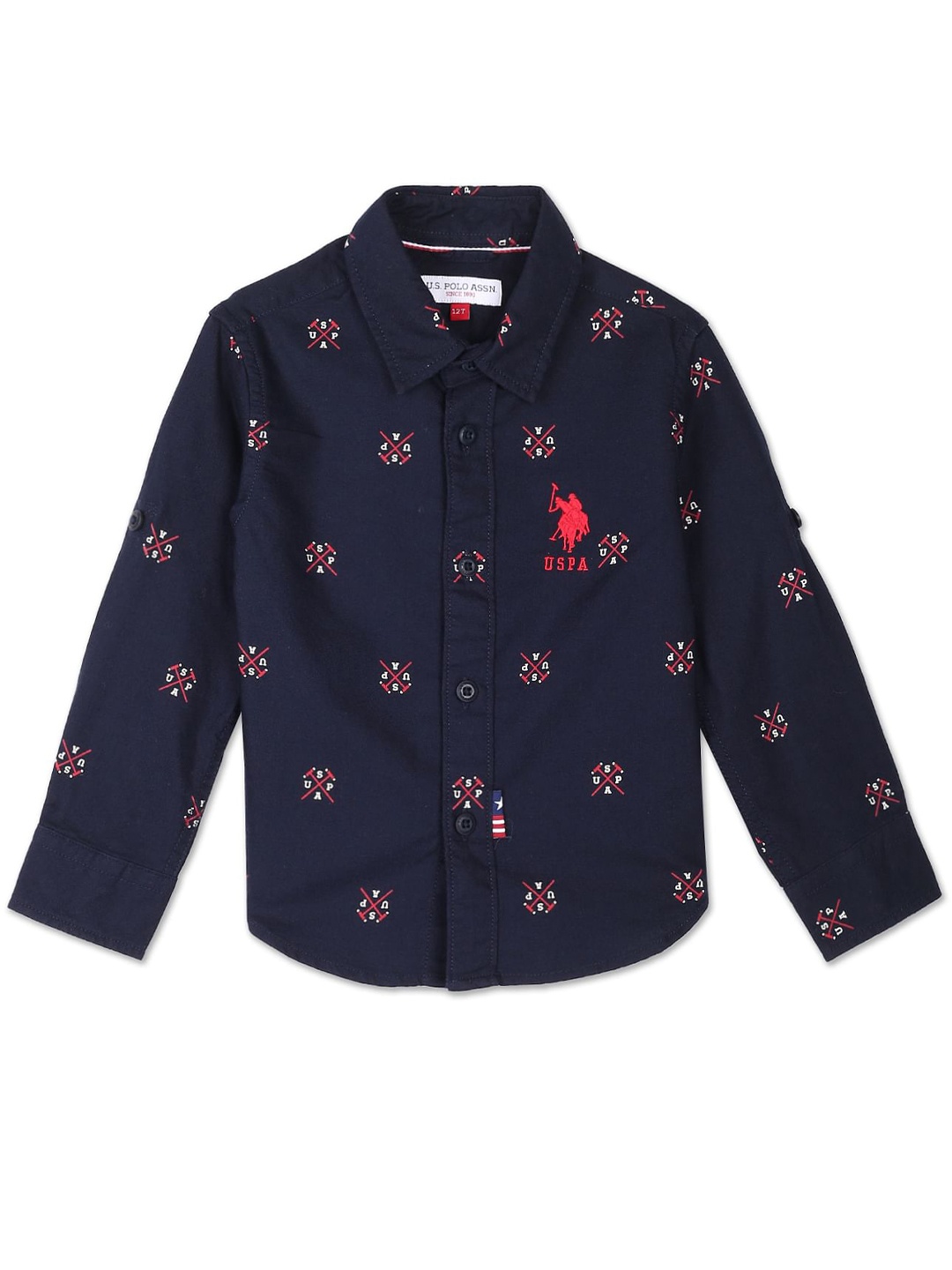 

U.S. Polo Assn. Kids Boys Graphic Printed Cotton Casual Shirt, Blue