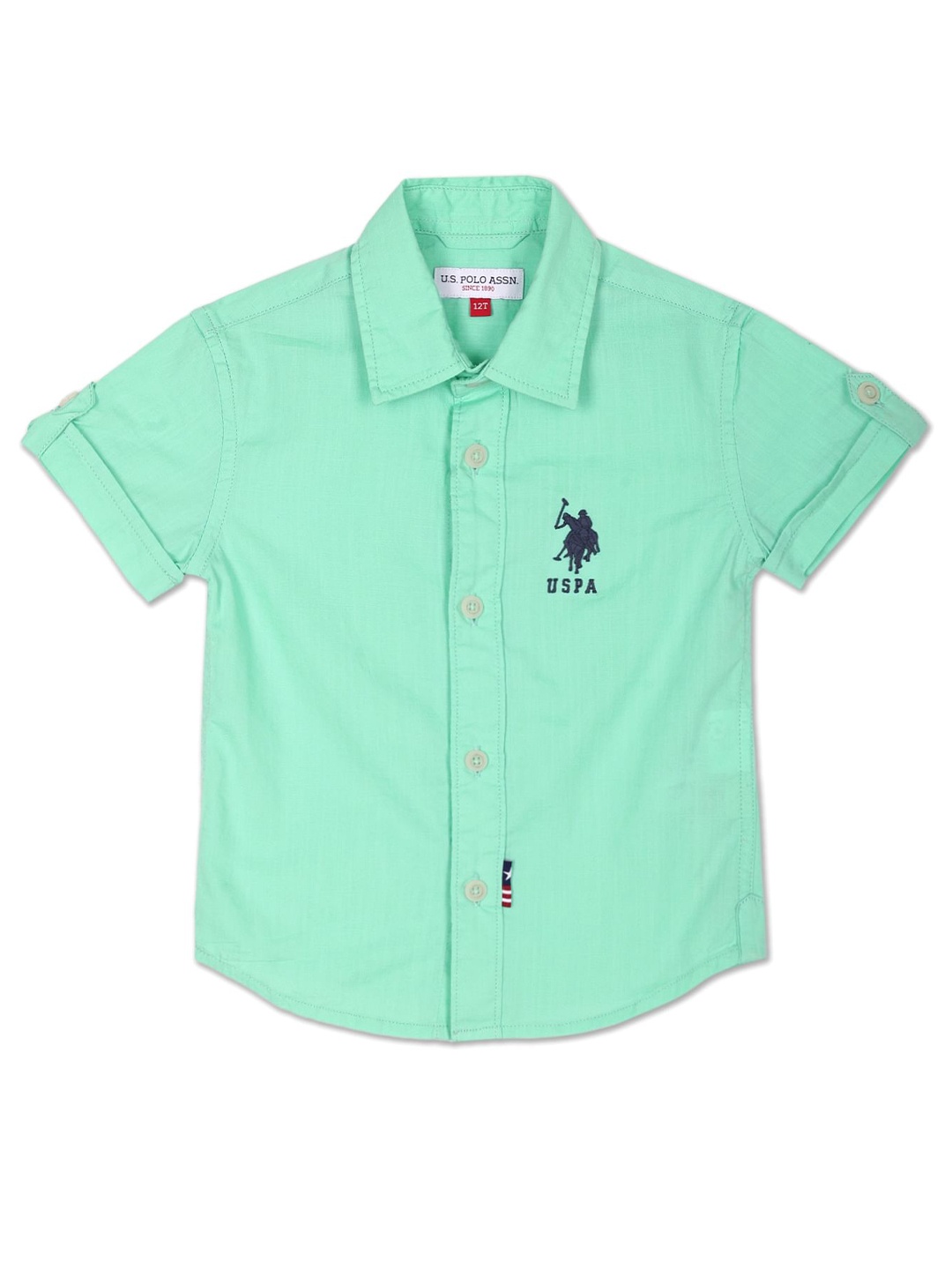 

U.S. Polo Assn. Kids Boys Spread Collar Pure Cotton Casual Shirt, Green
