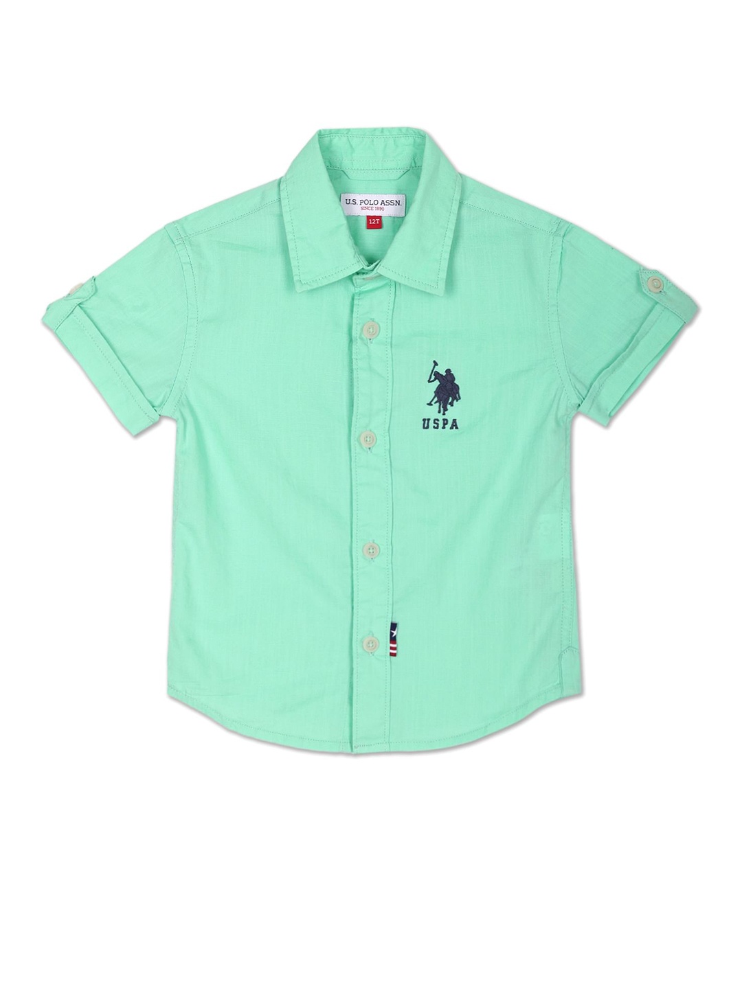 

U.S. Polo Assn. Kids Boys Spread Collar Cotton Casual Shirt, Green